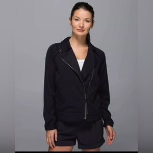 Lululemon Soft Summer Black Asymmetrical Zip Lightweight Vent Jacket NO SIZE